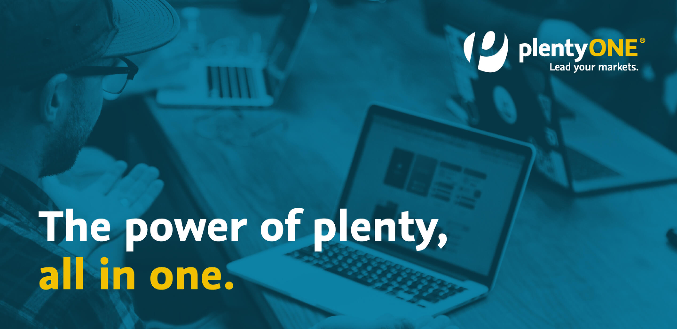Campaign artwork and application of the PlentyOne brand identity. Logo design and brand identity for Machbar
