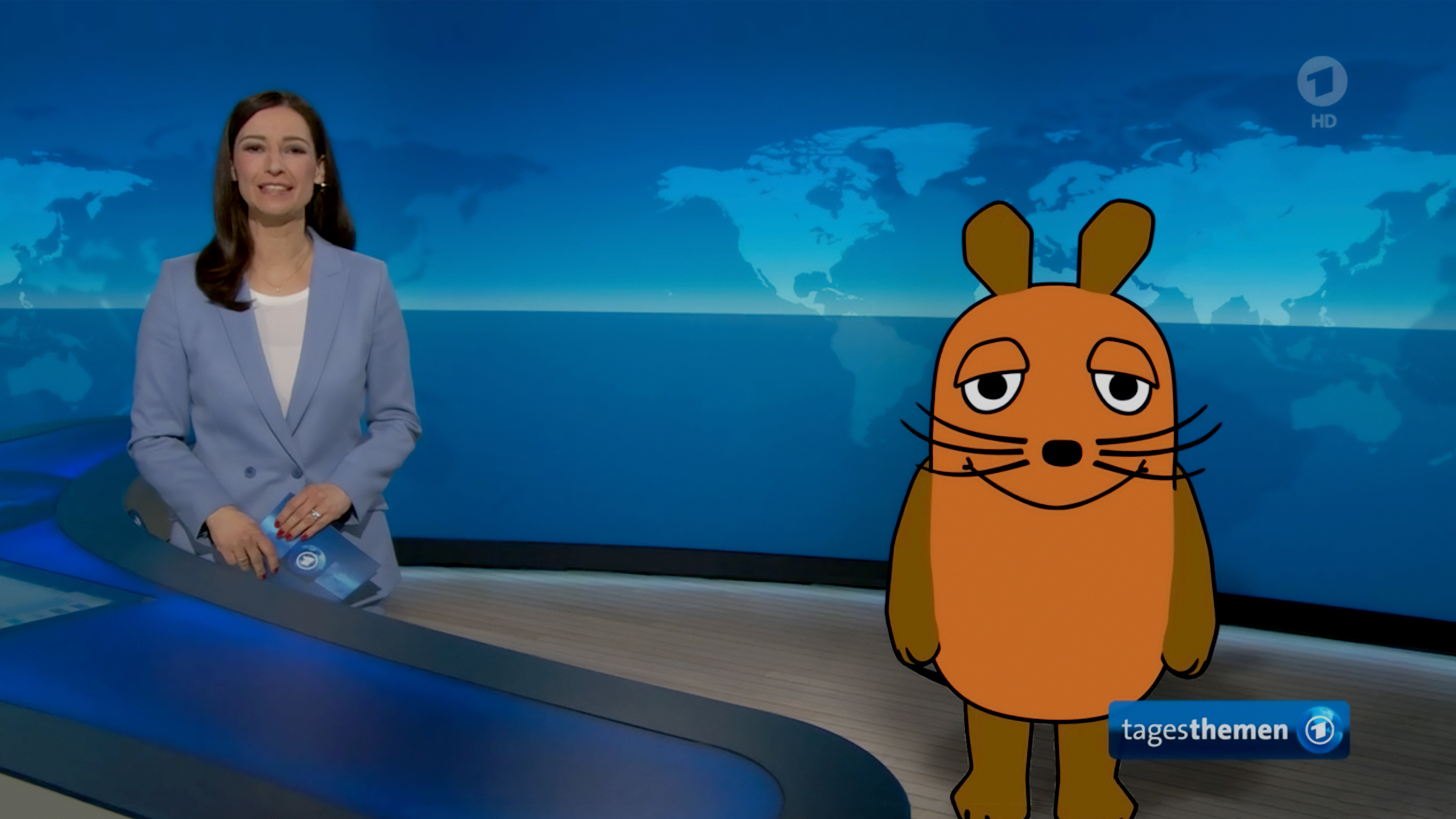 The WDR's 3D mouse featured on *Tagesthemen*. Brand strategy, concept, design, and implementation by Machbar.