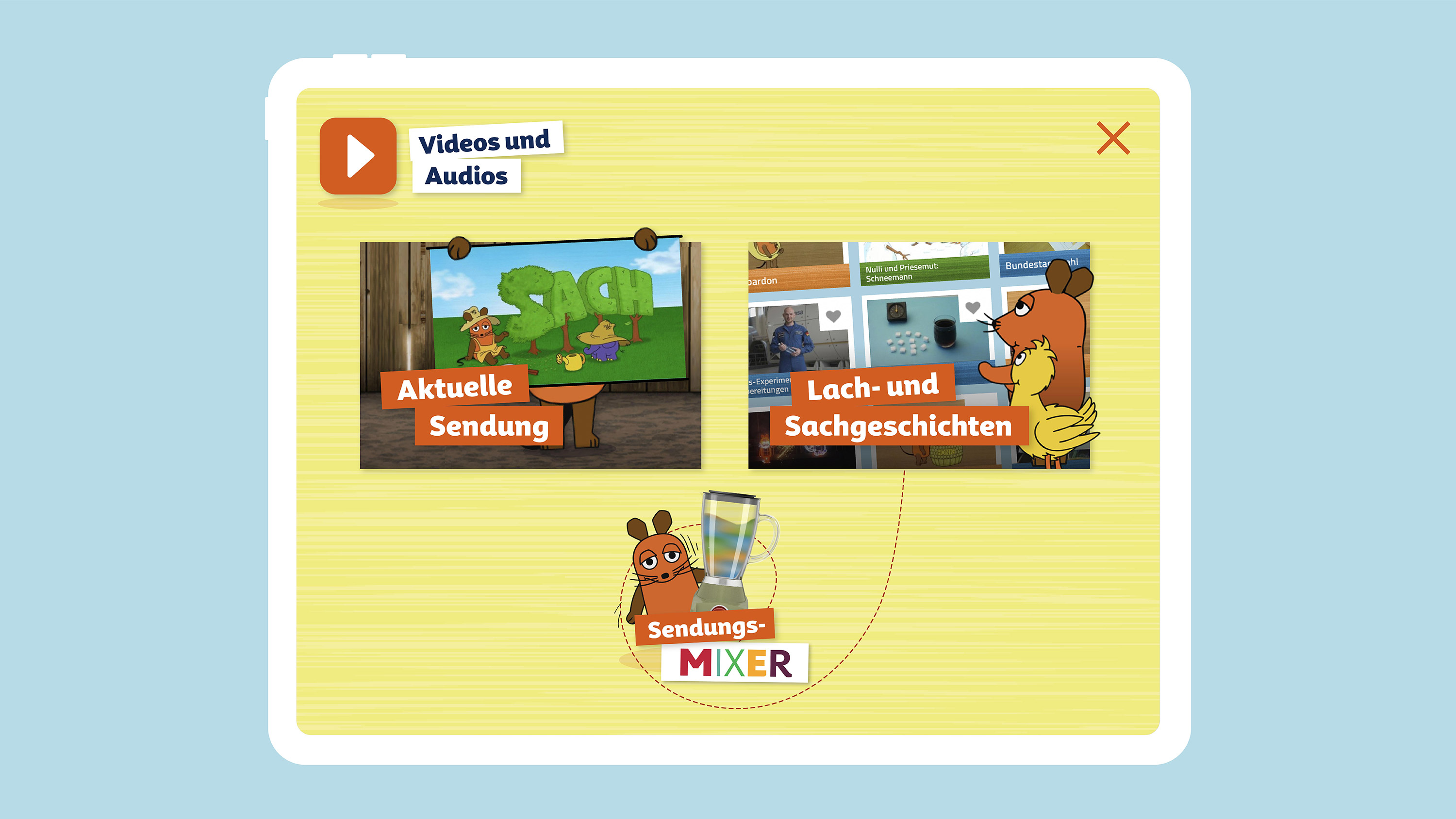 Clip from the "Maus" app for WDR. Concept, design, and programming by Machbar.