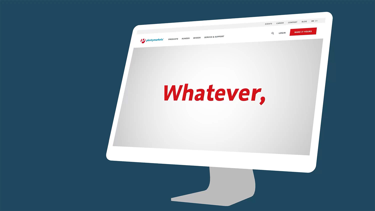 plentymarkets 2020 Website Relaunch: Screencast of the Home Page Featuring the Tumult-Hype Animation "Whatever, wherever, we're meant to sell together"