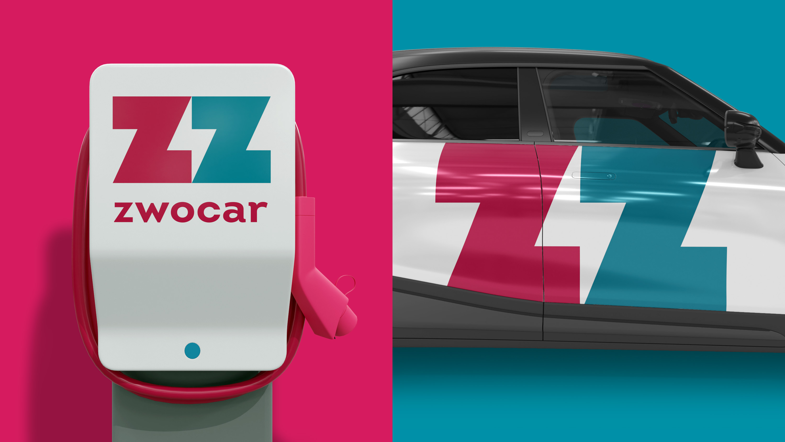 ZwoCar Logo Application. Brand strategy, concept, design, and implementation by Machbar.