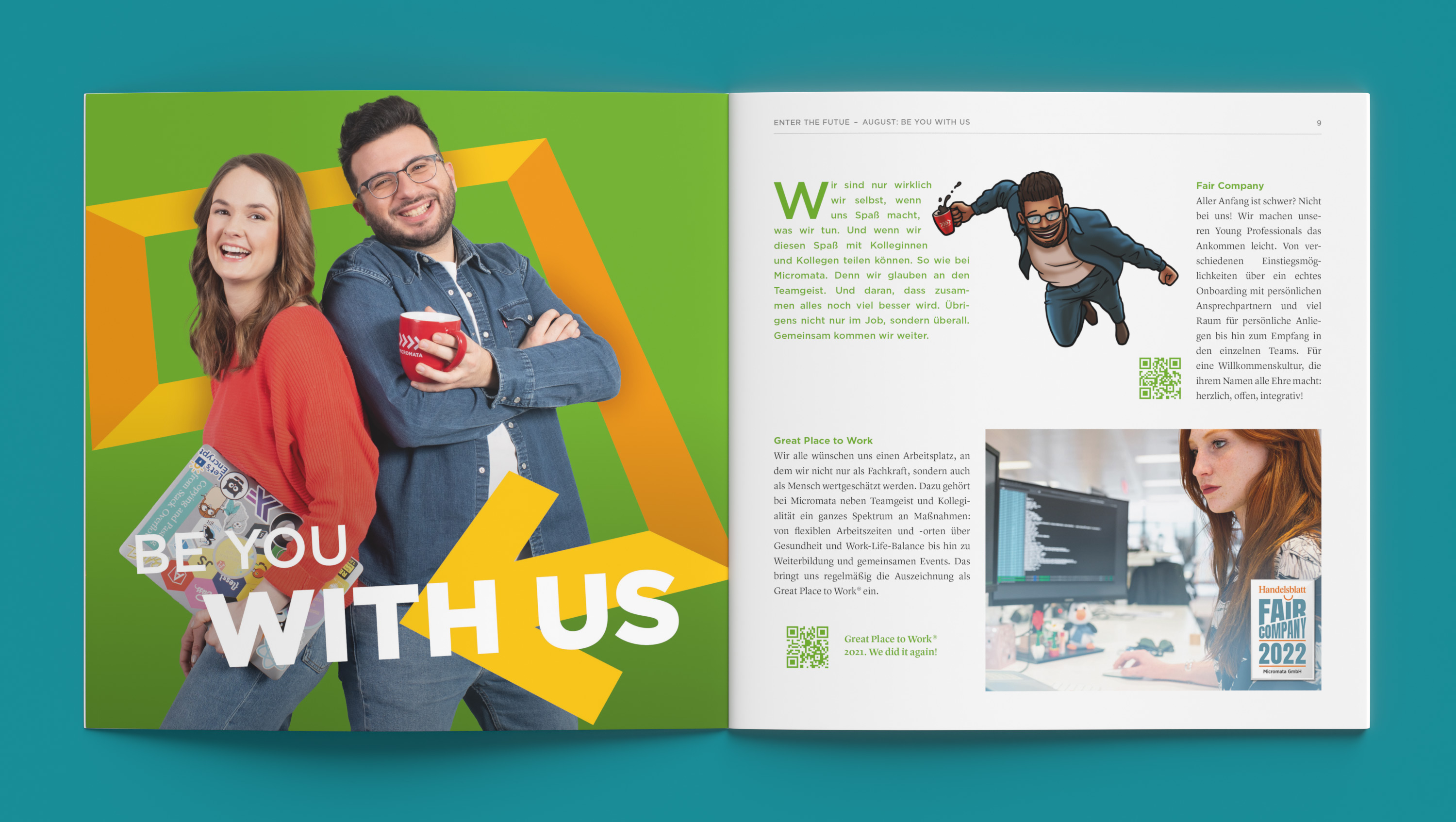 A look inside Micromata's company magazine, "Quelltext."
Editorial design and production by Machbar.