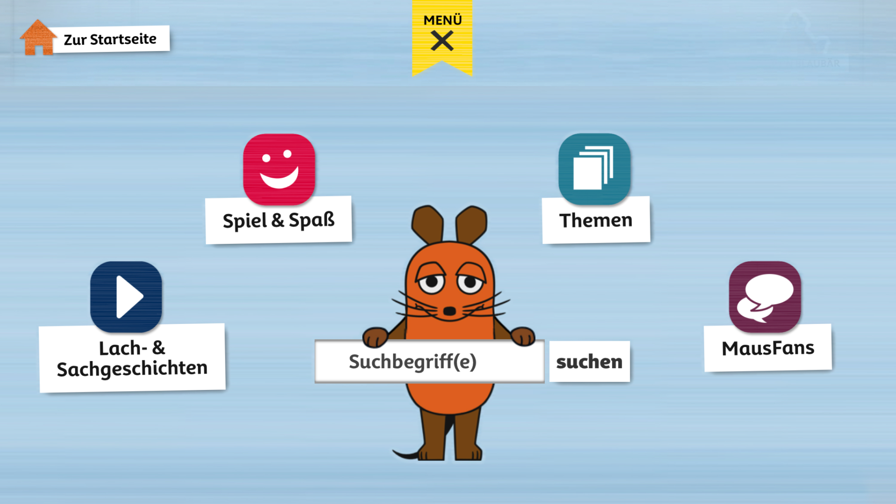 Screenshot from the "Maus" app for WDR. Concept, design, and programming by Machbar.
