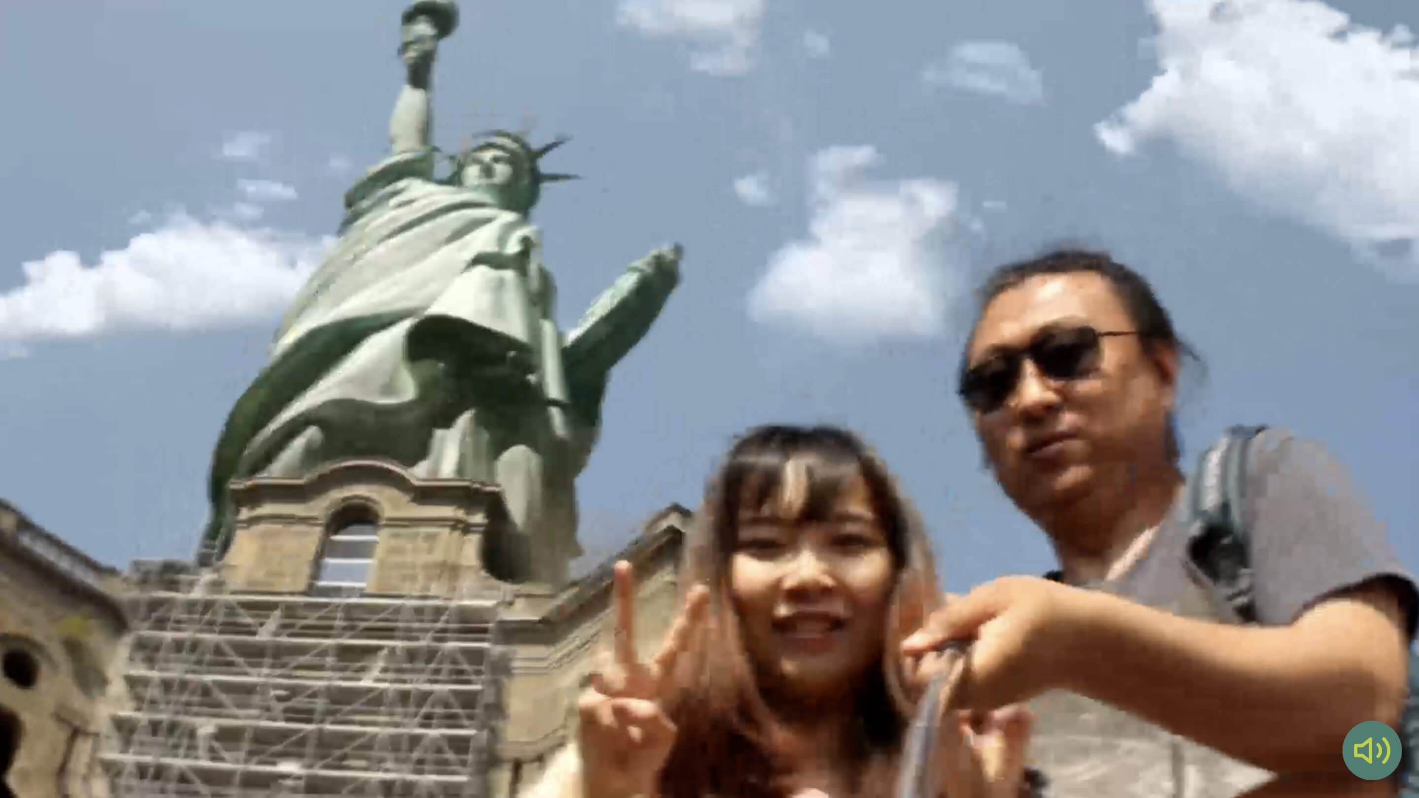 The Statue of Liberty stands on top of the Hercules monument in Kassel. 