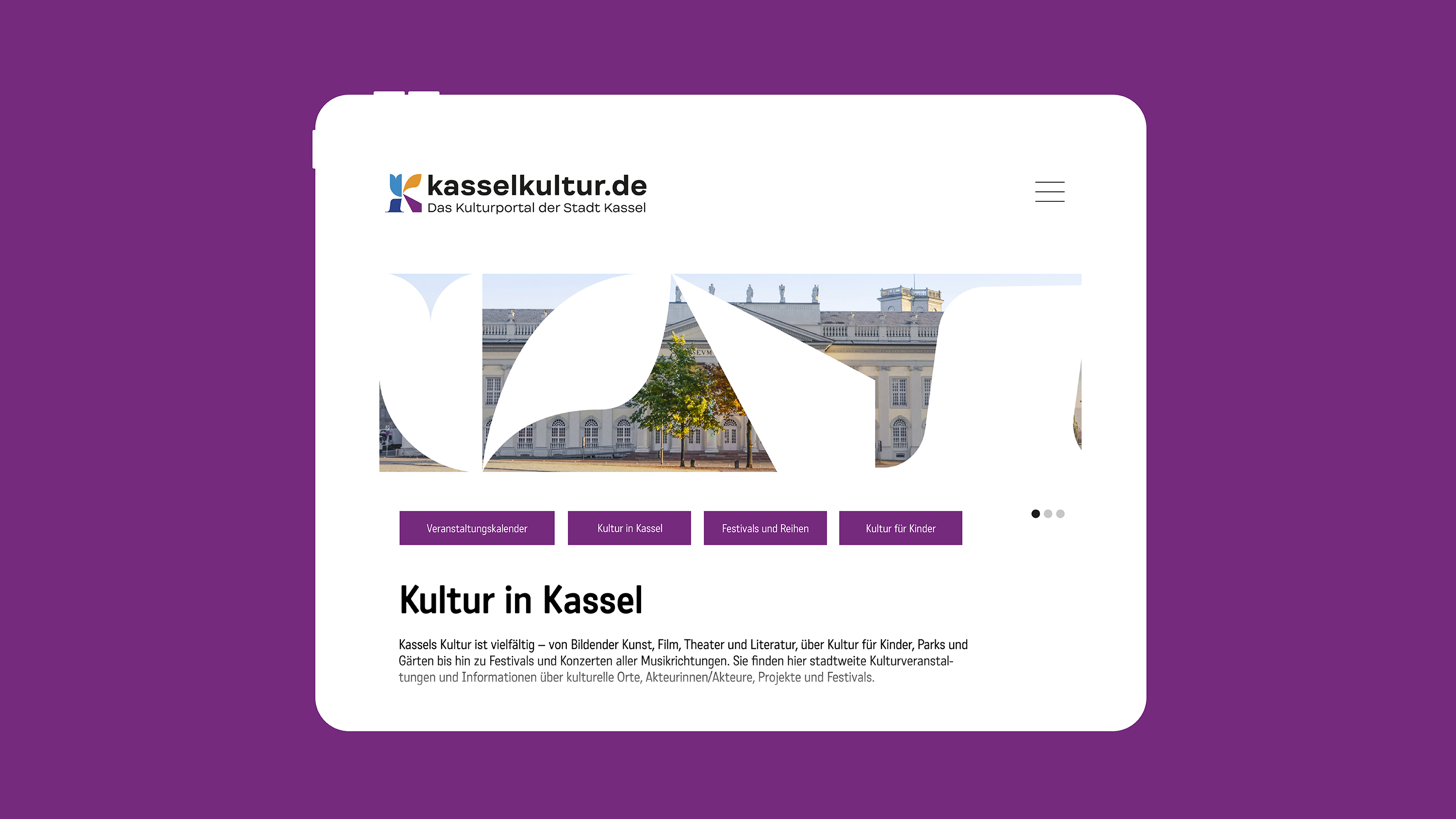 Kasselkultur2022 web application for the brand identity. Logo design, brand identity, and campaign implementation by Machbar