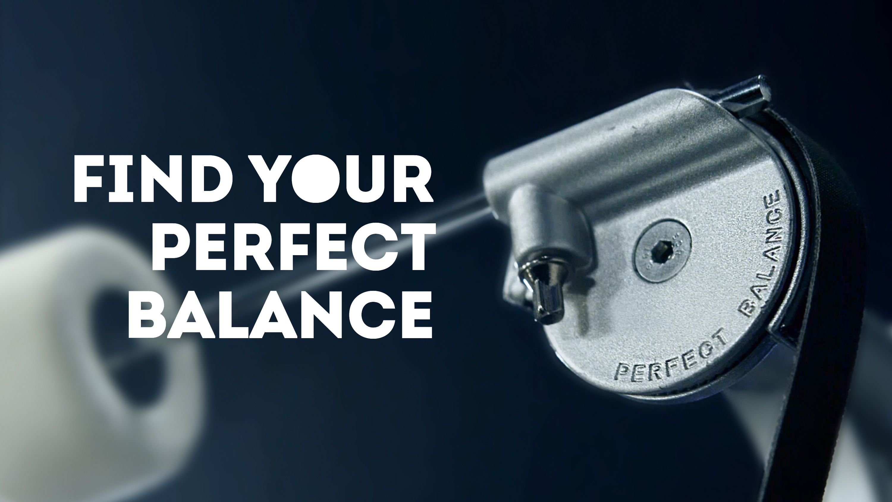 Close-up of a Sonor "Perfect Balance" foot pedal with the promotional headline "Find your perfect balance"