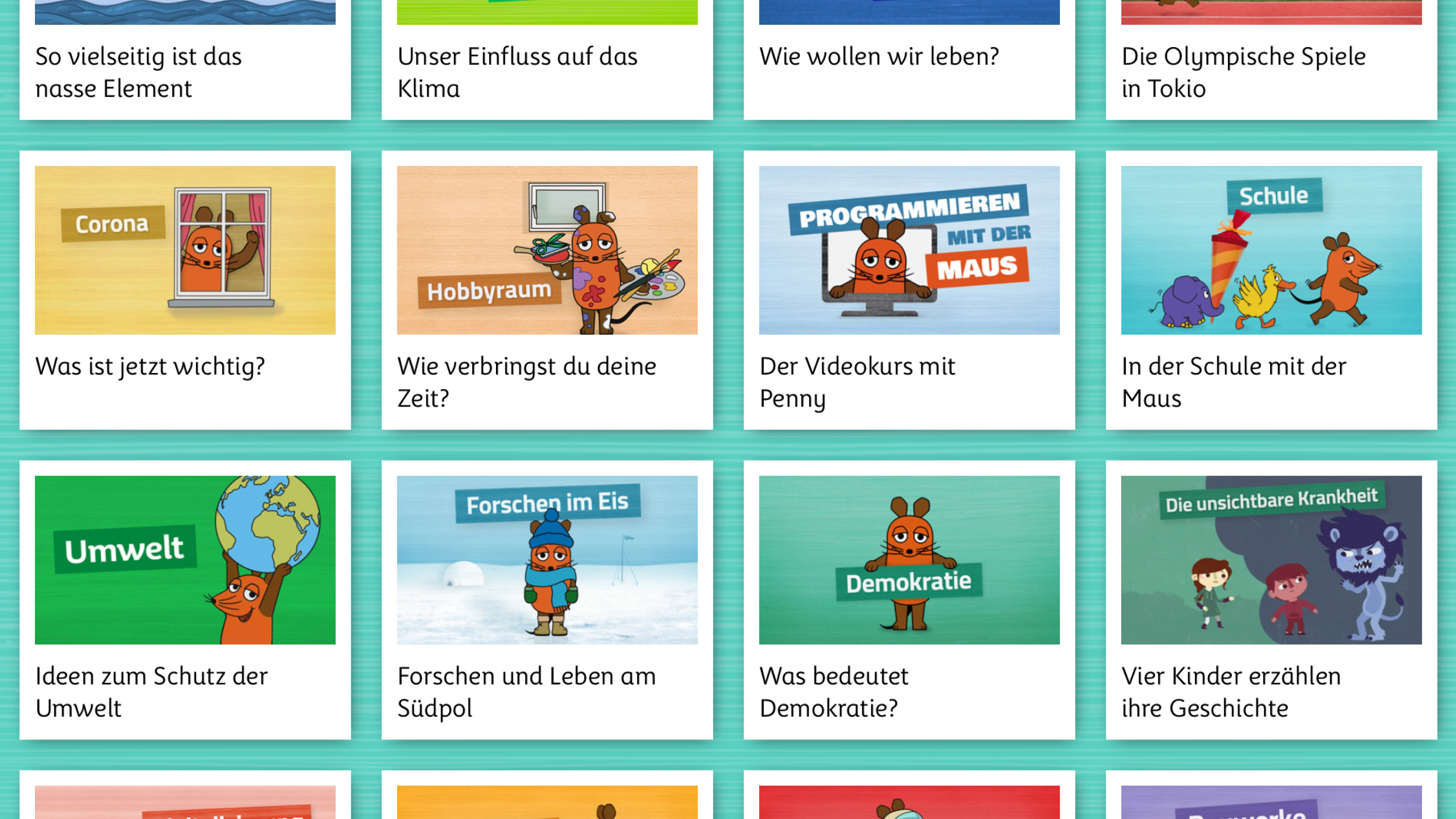 Screenshot from the "Maus" app for WDR. Concept, design, and programming by Machbar.